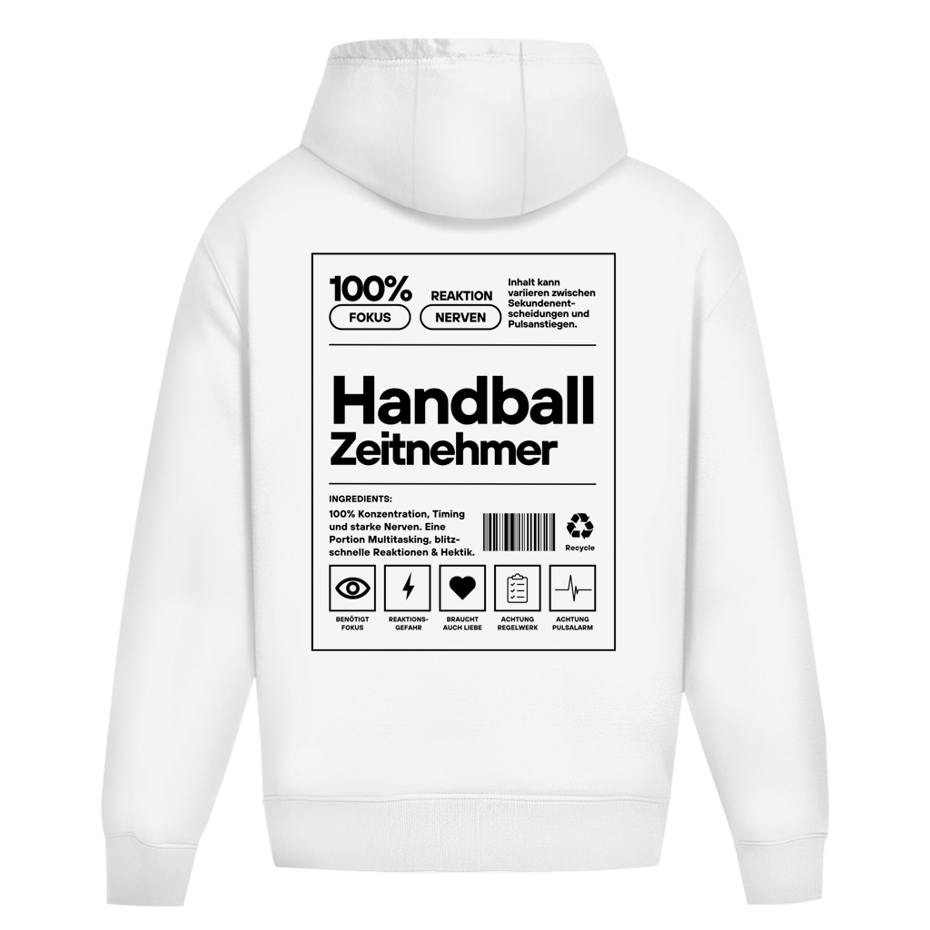 Handball Zeitnehmer Oversized Hoodie in White – Rückseite