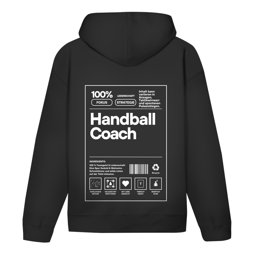 Handball Coach Hoodie personalisiert in Schwarz