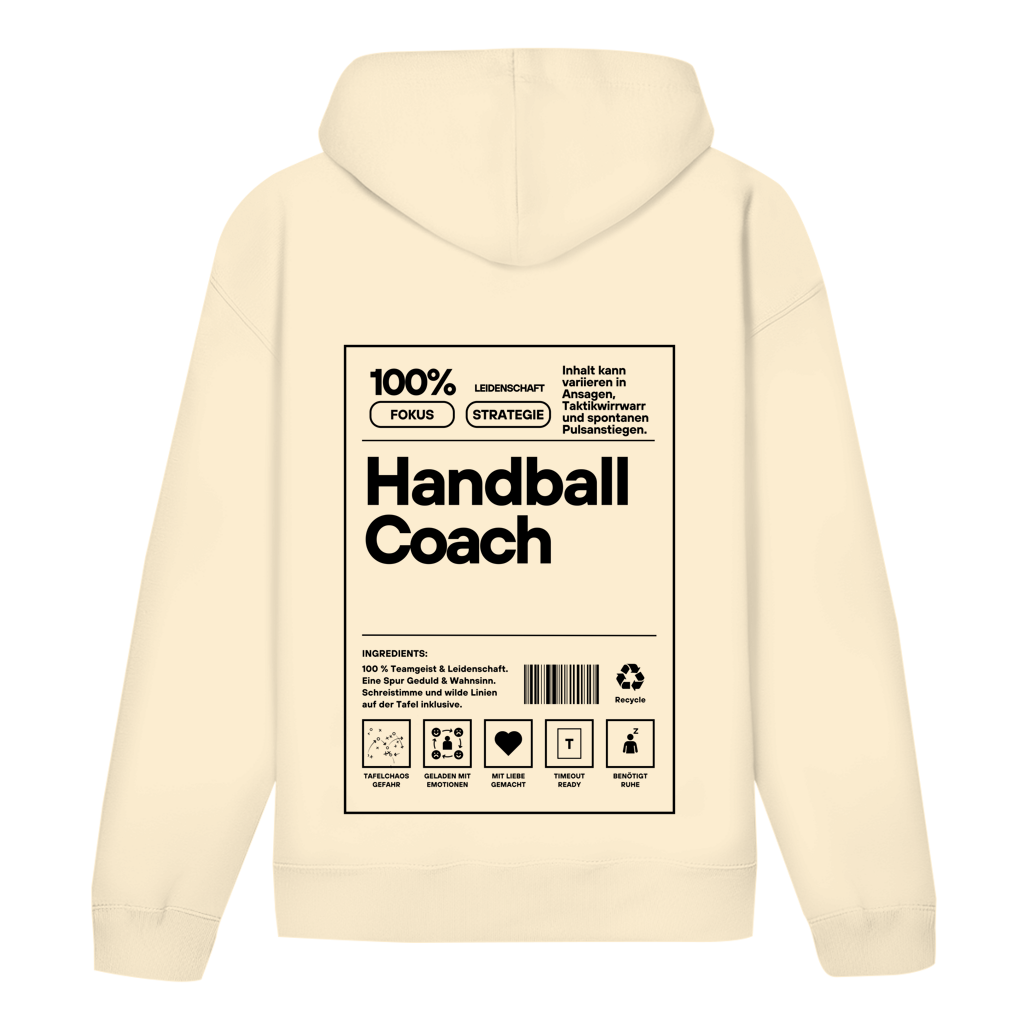 Handball Coach Hoodie personalisiert in Natural Raw