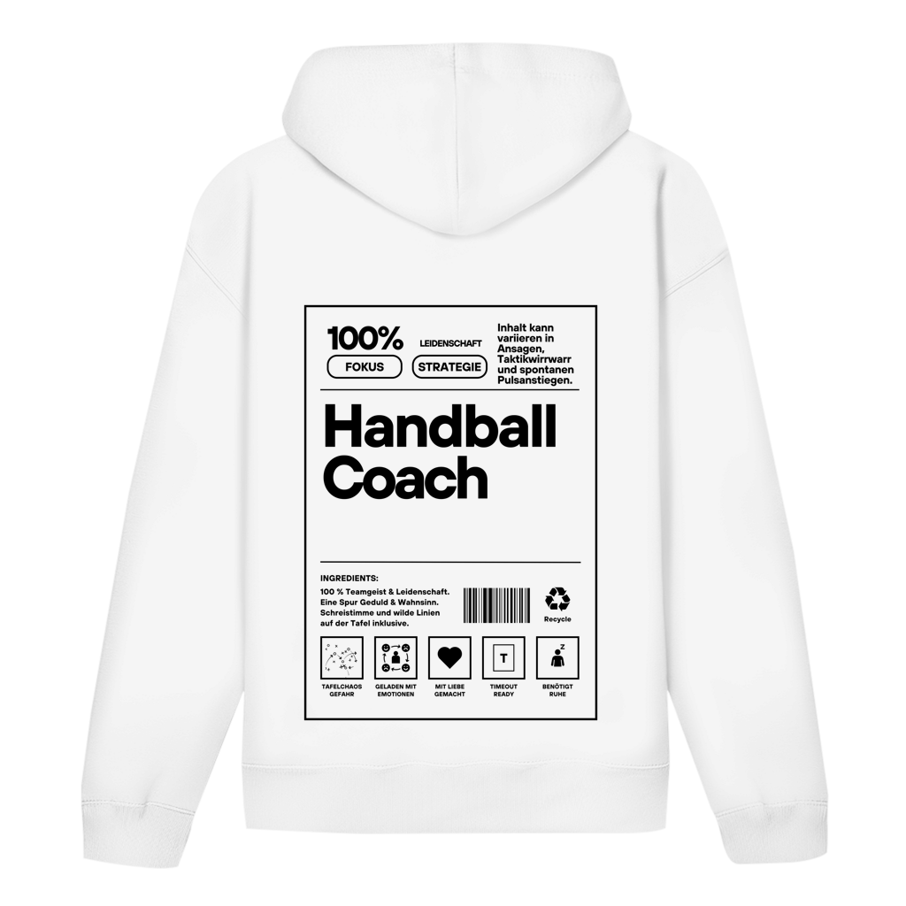 Handball Coach Hoodie personalisiert in Weiß