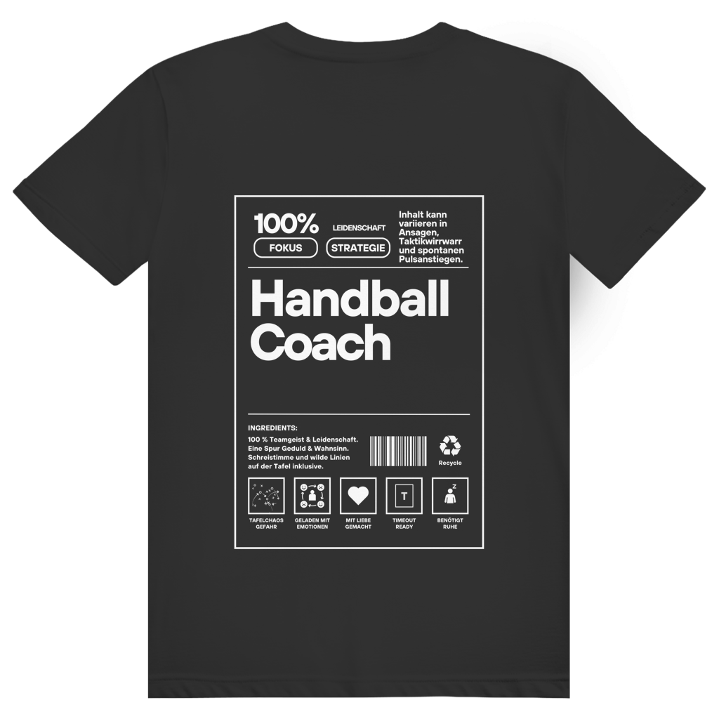 Handball Coach T-Shirt personalisiert in Schwarz