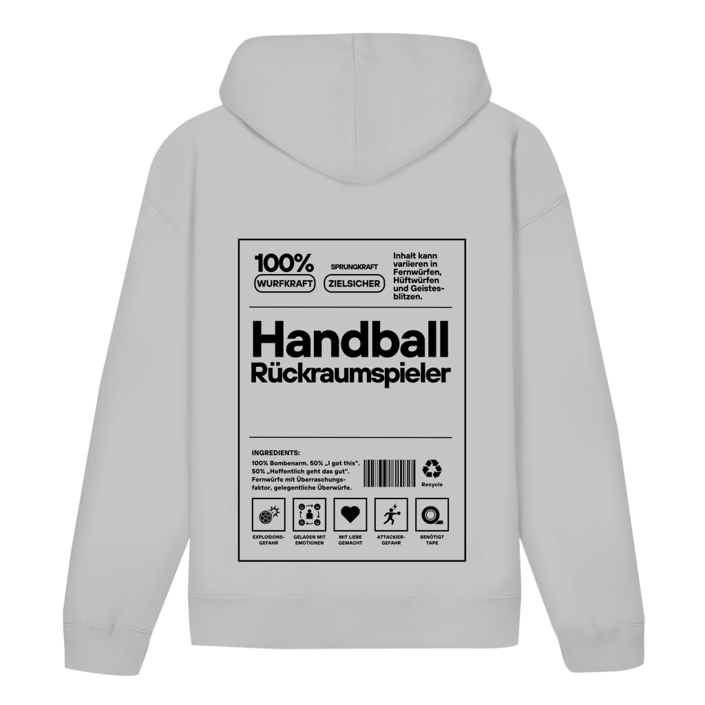 Handball Rückraumspieler Hoodie personalisiert in Grau