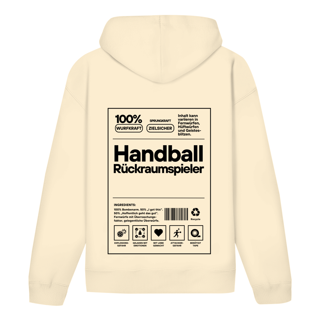 Handball Rückraumspieler Hoodie personalisiert in Natural Raw