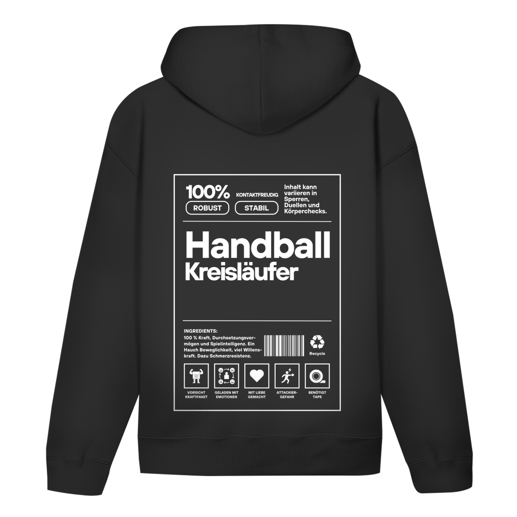 Handball Kreisläufer Hoodie personalisiert in Schwarz
