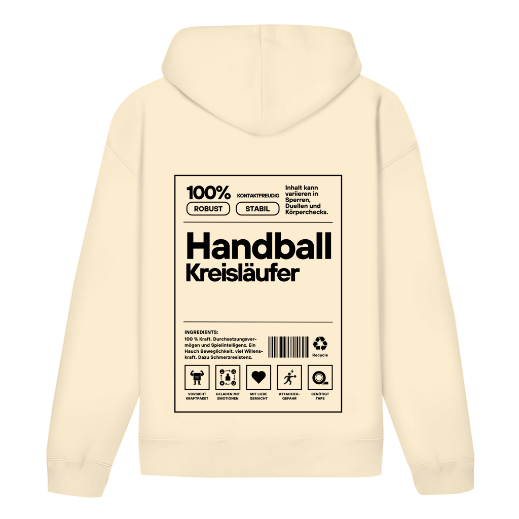 Handball Kreisläufer Hoodie personalisiert in Natural Raw