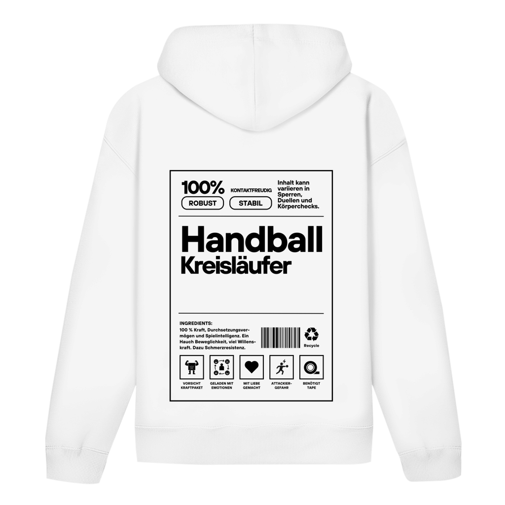 Handball Kreisläufer Hoodie personalisiert in Weiß