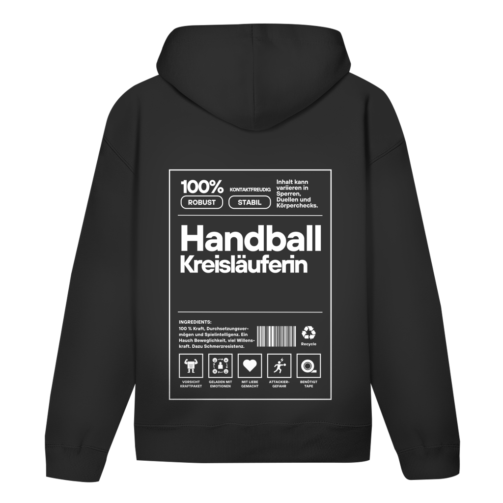Handball Kreisläuferin Hoodie personalisiert in Schwarz