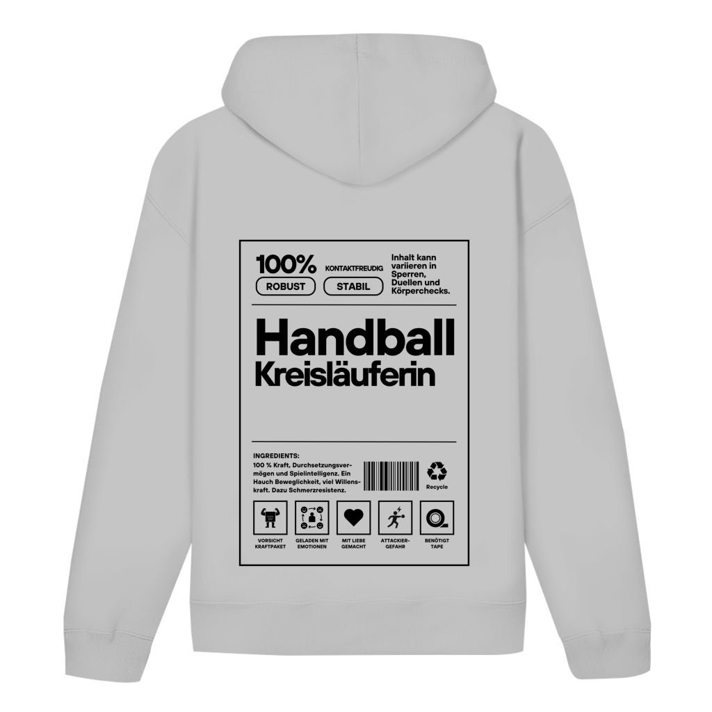 Handball Kreisläuferin Hoodie personalisiert in Grau