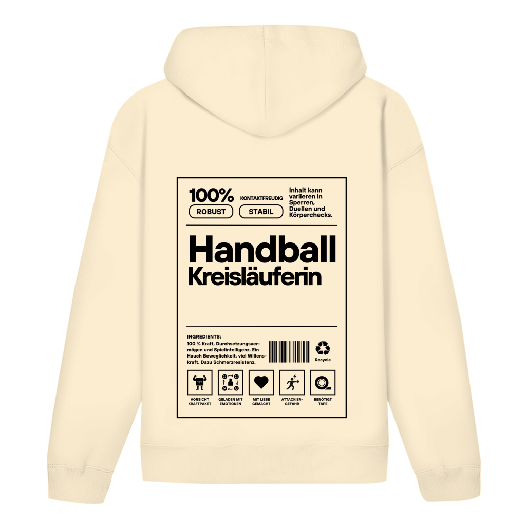 Handball Kreisläuferin Hoodie personalisiert in Natural Raw