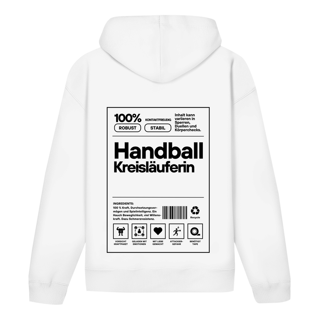 Handball Kreisläuferin Hoodie personalisiert in Weiß