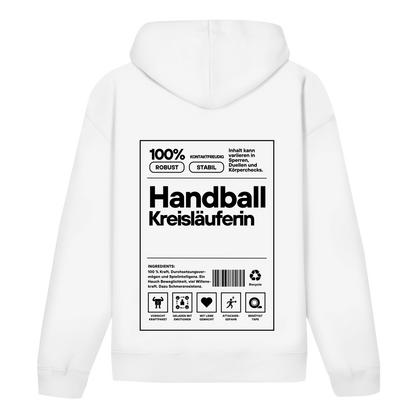 Handball Kreisläuferin Hoodie personalisiert in Weiß