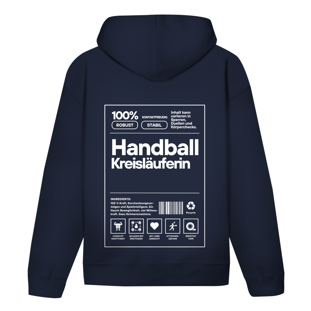 Handball Kreisläuferin Hoodie personalisiert in Navy