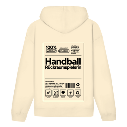 Handball Rückraumspielerin Hoodie personalisiert in Natural Raw