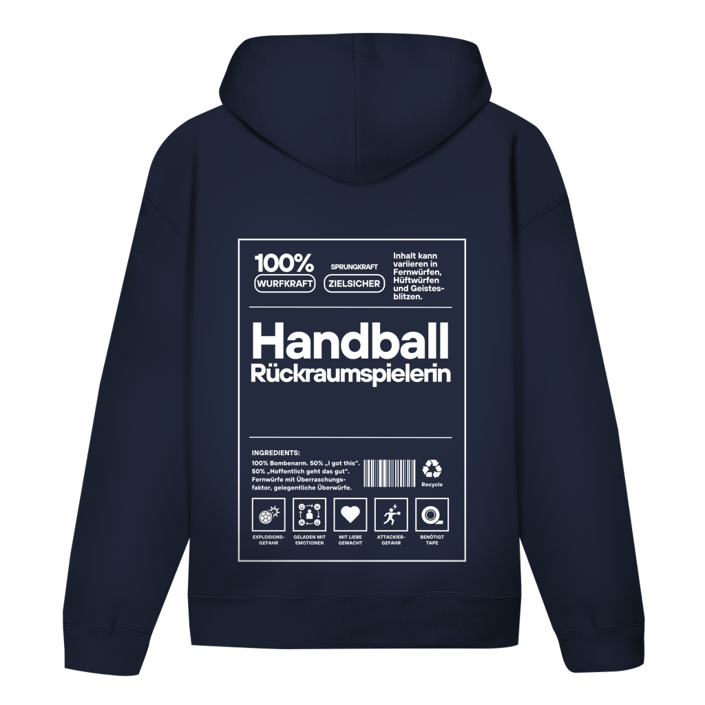 Handball Rückraumspielerin Hoodie personalisiert in Navy