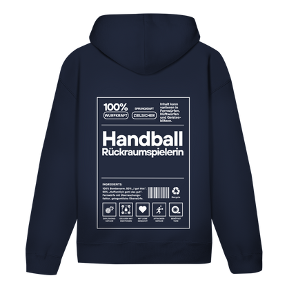 Handball Rückraumspielerin Hoodie personalisiert in Navy