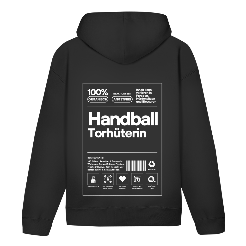 Handball Torhüterin Hoodie personalisiert in Schwarz