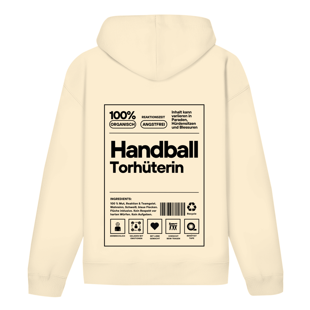 Handball Torhüterin Hoodie personalisiert in Natural Raw