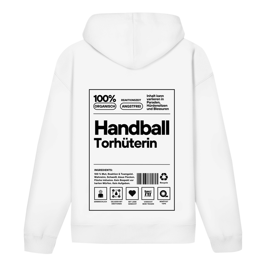Handball Torhüterin Hoodie personalisiert in Weiß