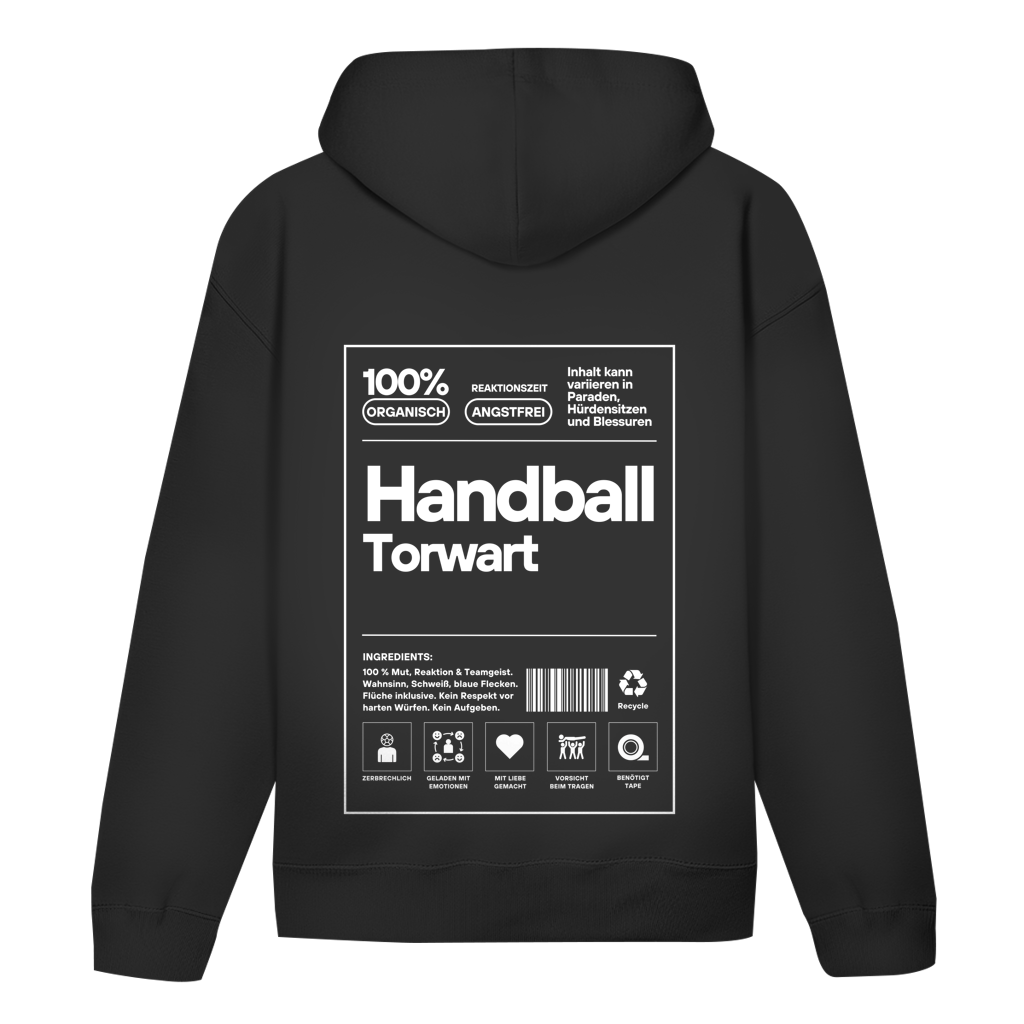 Handball Torwart Hoodie personalisiert in Schwarz