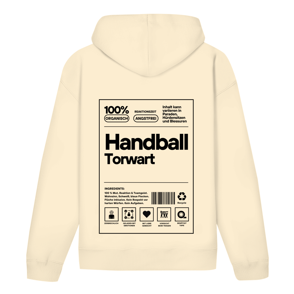 Handball Torwart Hoodie personalisiert in Natural Raw