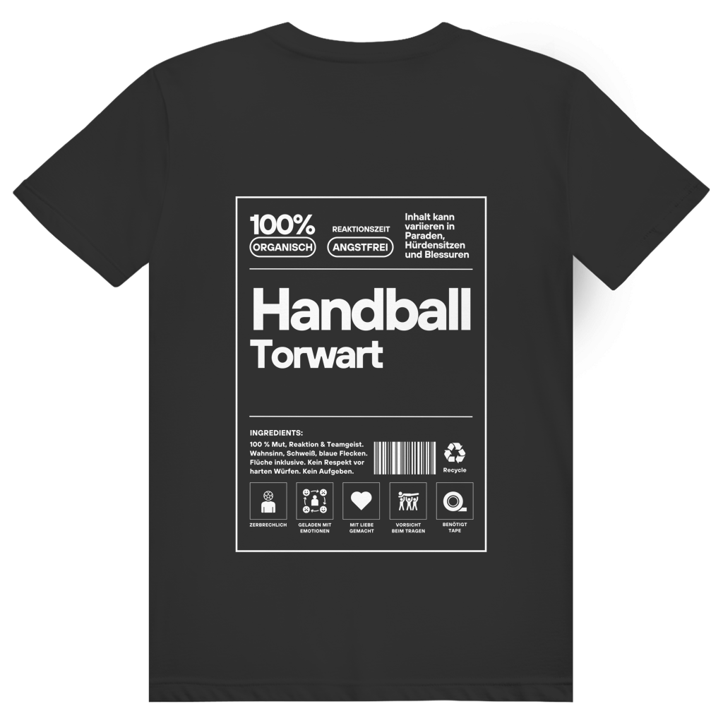 Handball Torwart T-Shirt personalisiert in Schwarz
