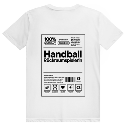 Handball Rückraumspielerin T-Shirt personalisiert in Weiß