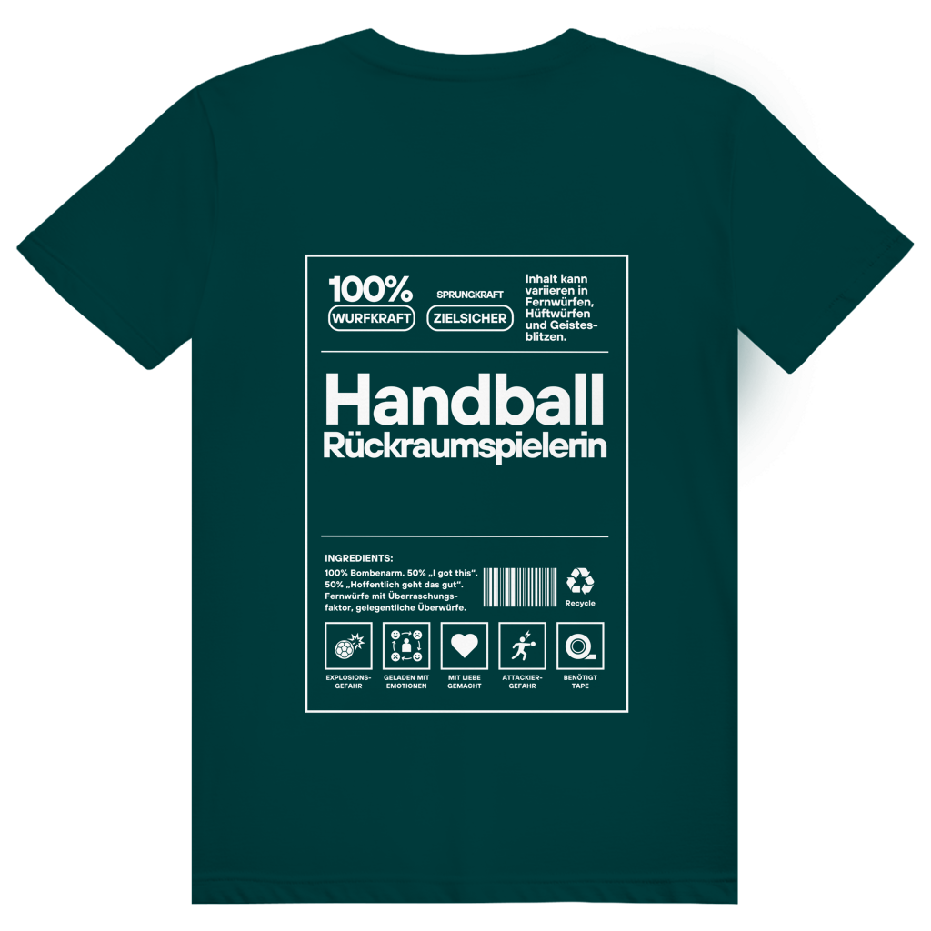 Handball Rückraumspielerin T-Shirt personalisiert in Dunkelgrün