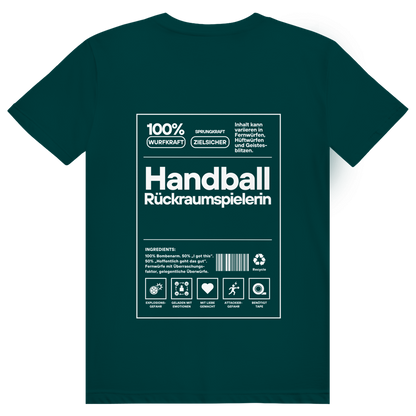 Handball Rückraumspielerin T-Shirt personalisiert in Dunkelgrün