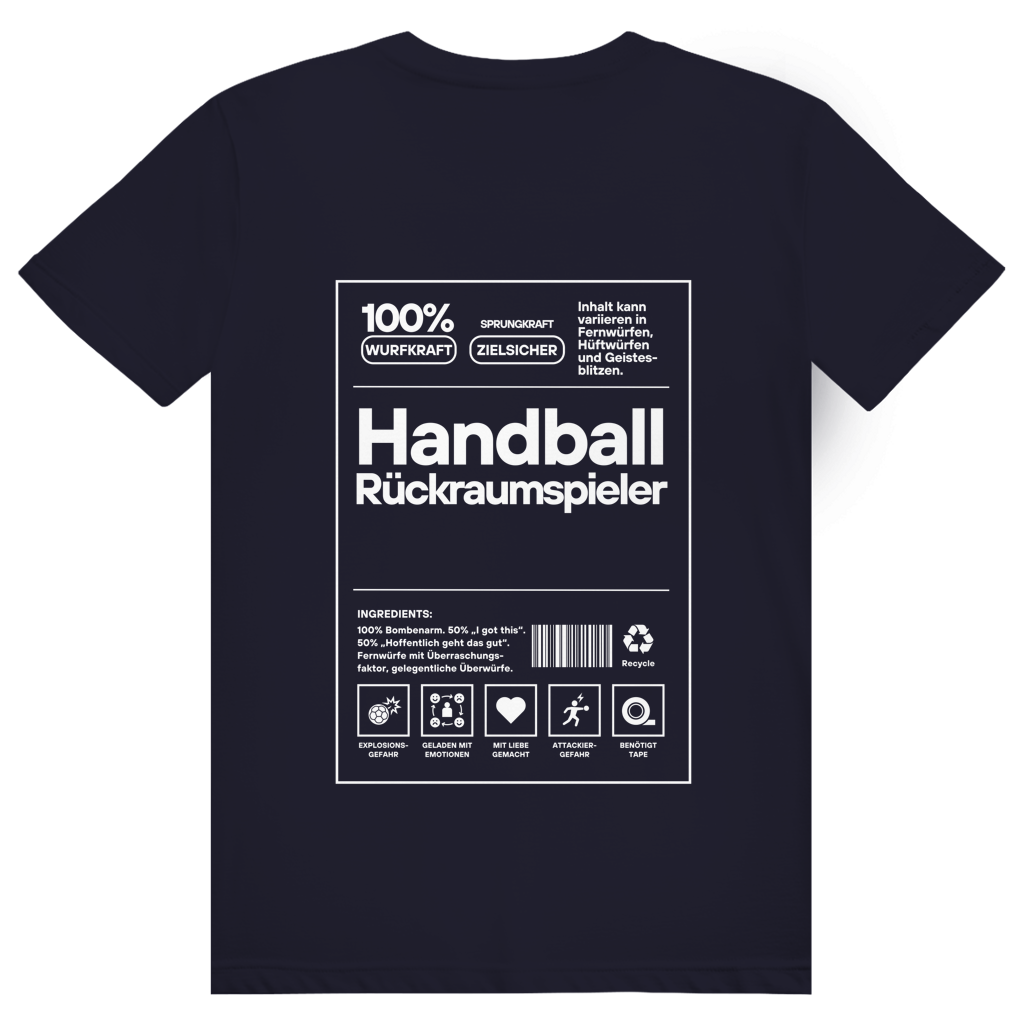 Handball Rückraumspieler T-Shirt personalisiert in Navy