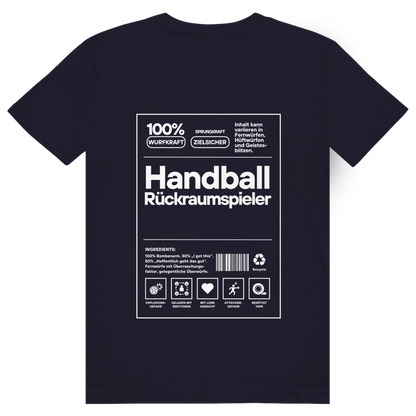 Handball Rückraumspieler T-Shirt personalisiert in Navy