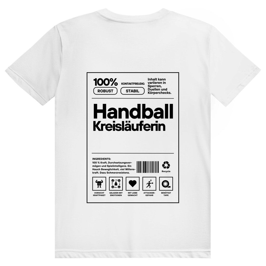 Handball Kreisläuferin T-Shirt personalisiert in Weiß