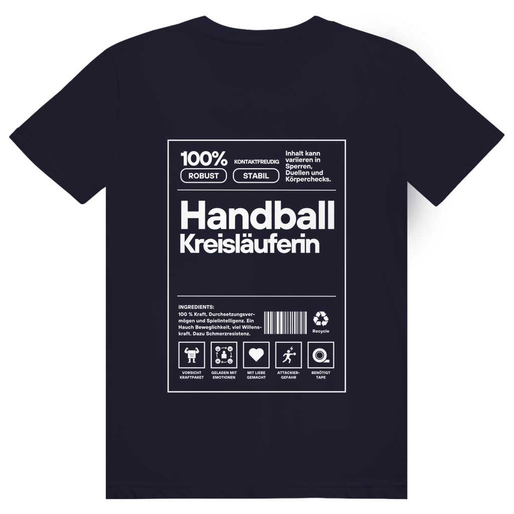 Handball Kreisläuferin T-Shirt personalisiert in Navy