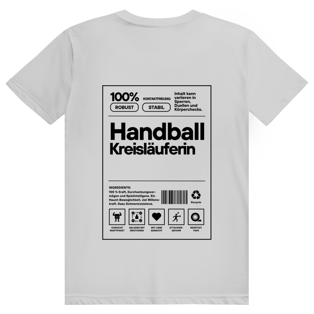 Handball Kreisläuferin T-Shirt personalisiert in Grau