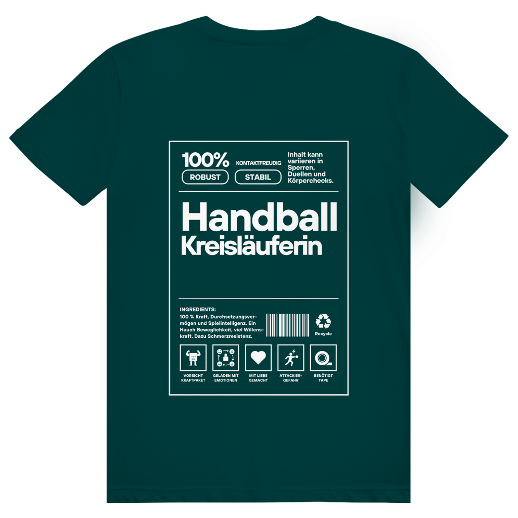 Handball Kreisläuferin T-Shirt personalisiert in Dunkelgrün