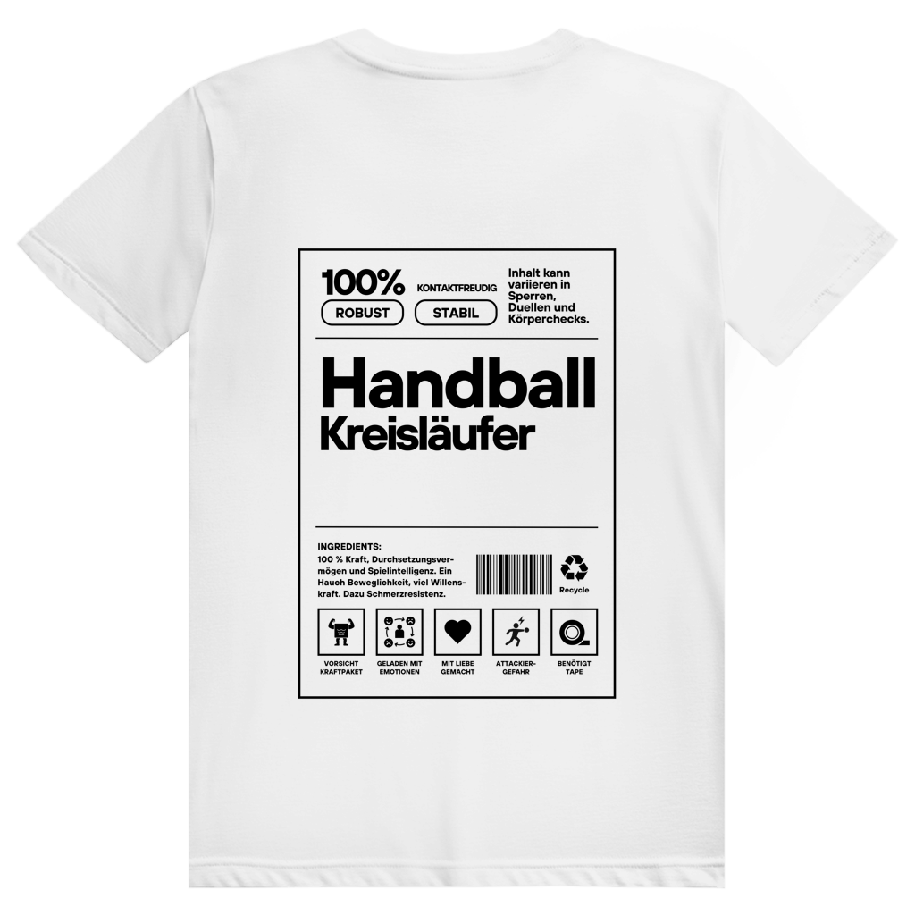 Handball Kreisläufer T-Shirt personalisiert in Weiß