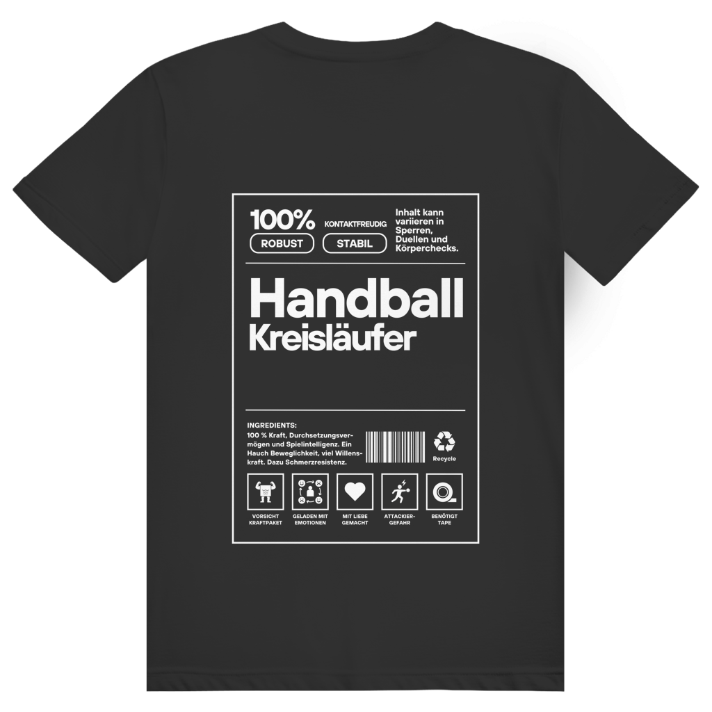 Handball Kreisläufer T-Shirt personalisiert in Schwarz
