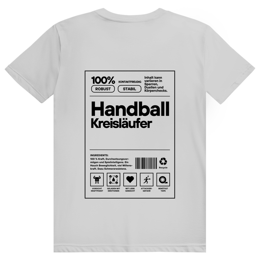 Handball Kreisläufer T-Shirt personalisiert in Grau
