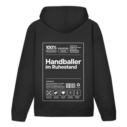 Handballer im Ruhestand Hoodie personalisiert in Schwarz