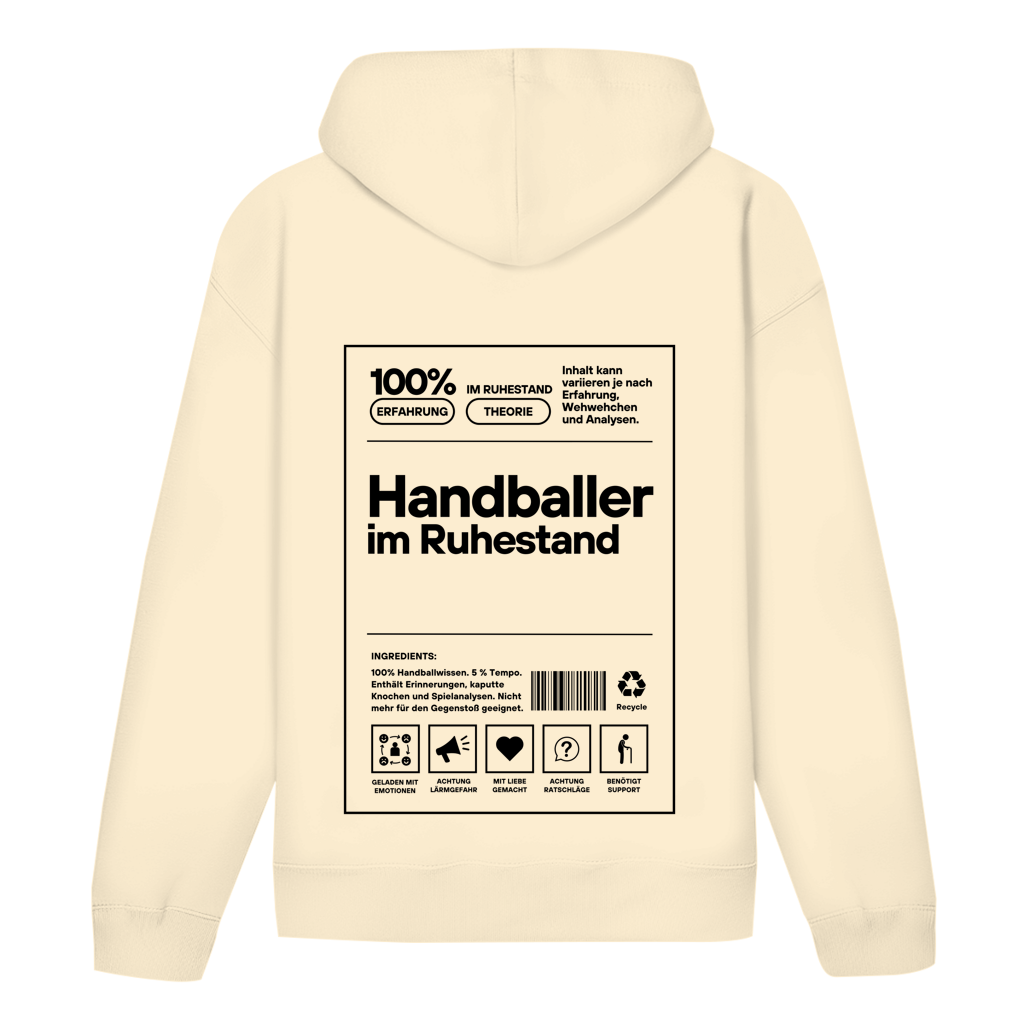 Handballer im Ruhestand Hoodie personalisiert in Natural Raw