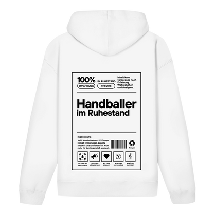 Handballer im Ruhestand Hoodie personalisiert in Weiß
