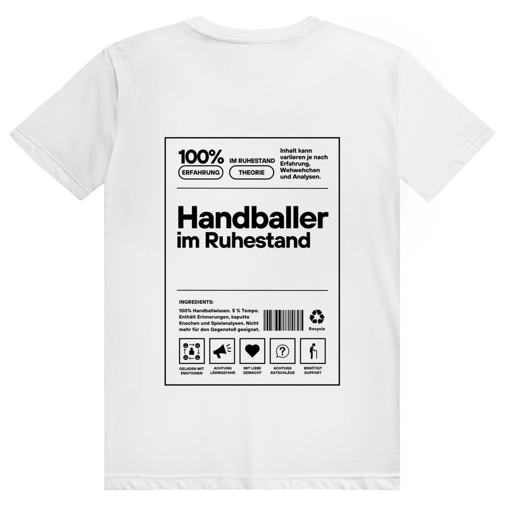 Handballer im Ruhestand T-Shirt personalisiert in Weiß