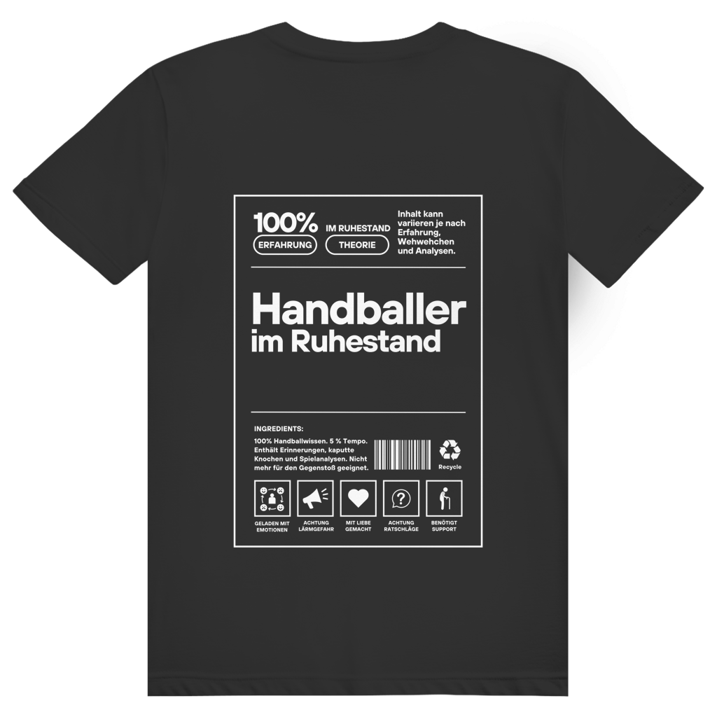Handballer im Ruhestand T-Shirt personalisiert in Schwarz
