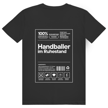 Handballer im Ruhestand T-Shirt personalisiert in Schwarz