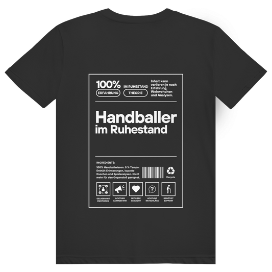 Handballer im Ruhestand T-Shirt personalisiert in Schwarz