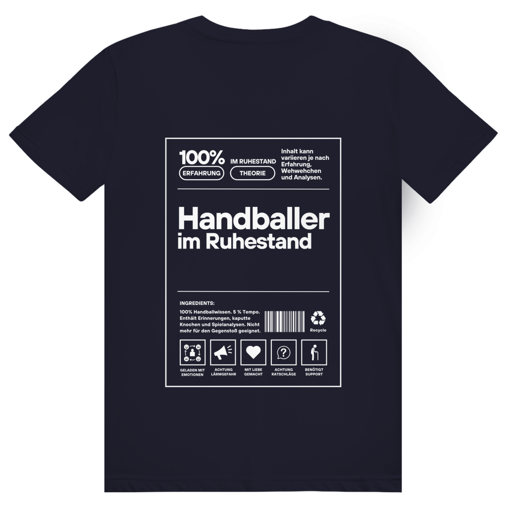 Handballer im Ruhestand T-Shirt personalisiert in Navy