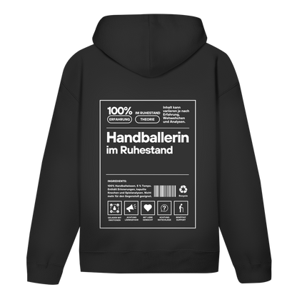 Handballerin im Ruhestand Hoodie personalisiert in Schwarz