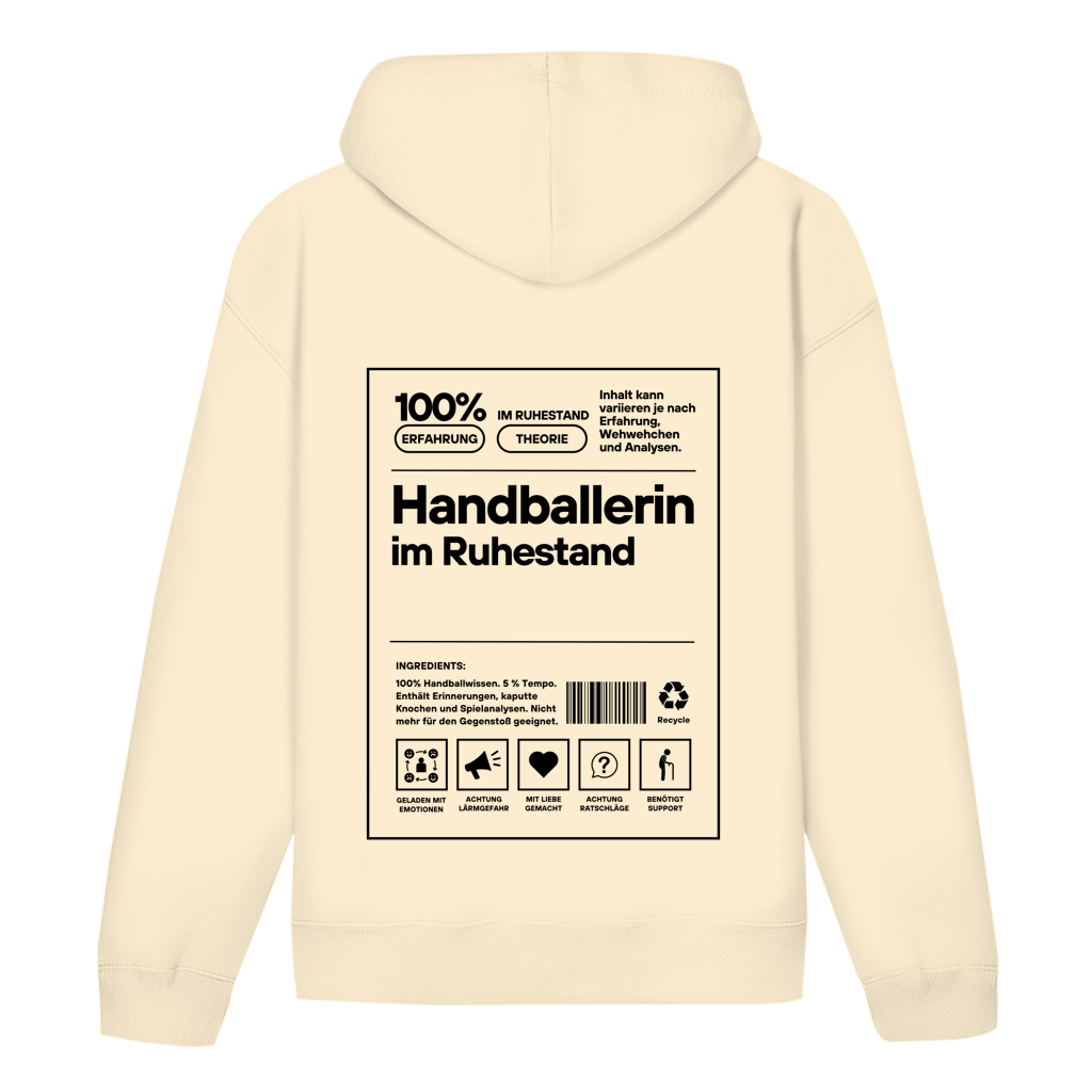 Handballerin im Ruhestand Hoodie personalisiert in Natural Raw