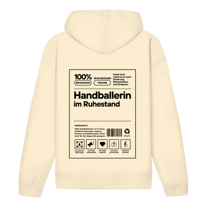 Handballerin im Ruhestand Hoodie personalisiert in Natural Raw