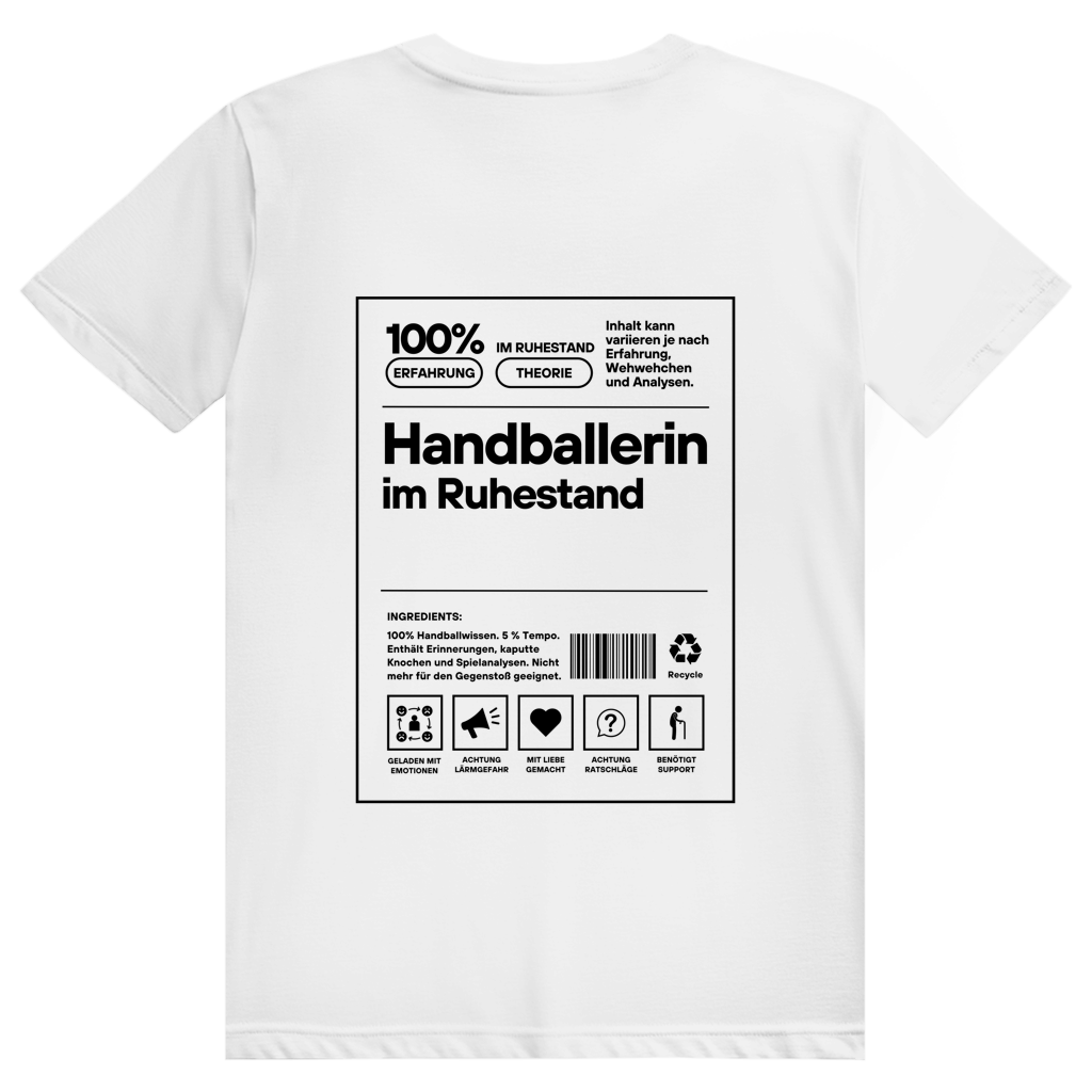 Handballerin im Ruhestand T-Shirt personalisiert in Weiß