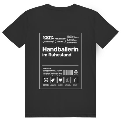 Handballerin im Ruhestand T-Shirt personalisiert in Schwarz